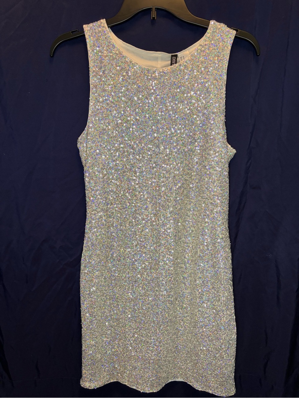 H&M Iridescent Silver Sequin Mini Dress